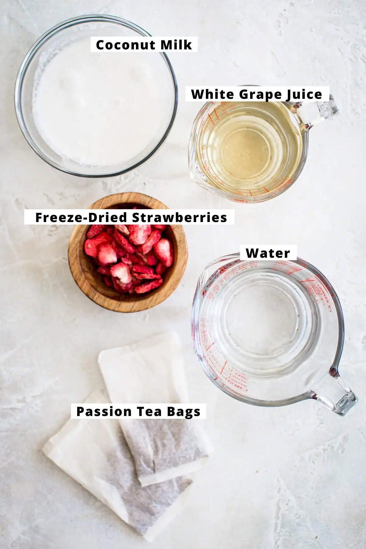 Ingredients for DIY pink drink.