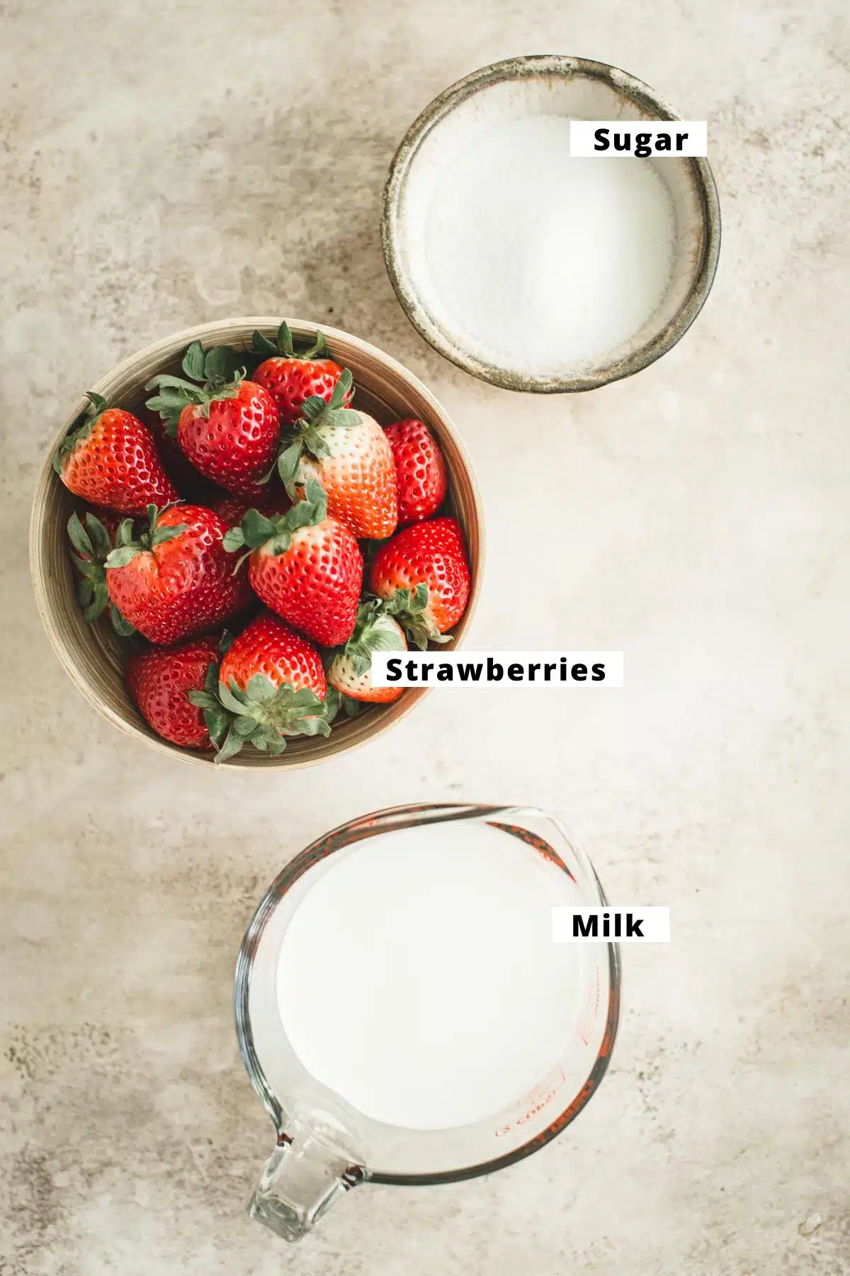 Korean strawberry milk ingredients.