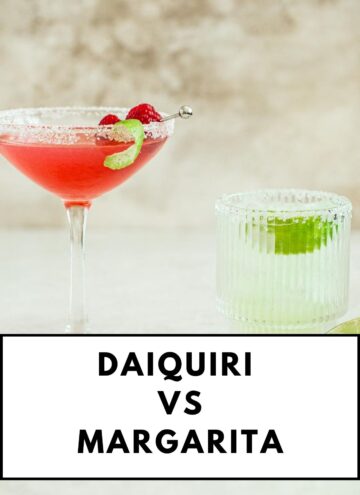 Daiquiri and a margarita sitting next to each other.