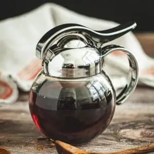 DIY maple syrup in a syrup dispenser.