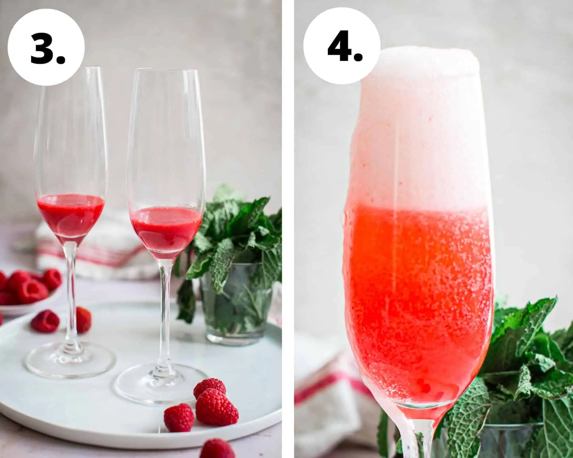 Raspberry bellini process steps 3 and 4.
