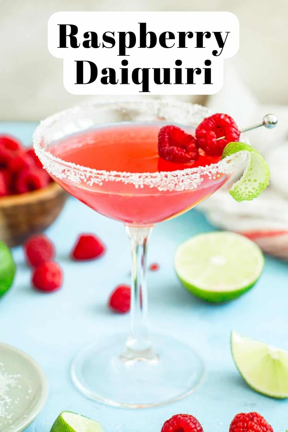 Raspberry daiquiri with a sugared rim.