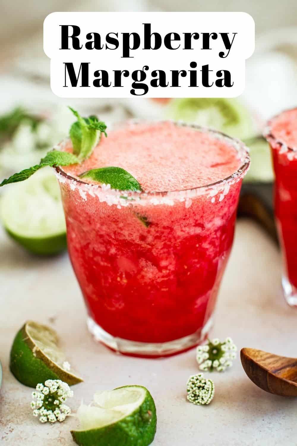 Raspberry margarita with title overlay.