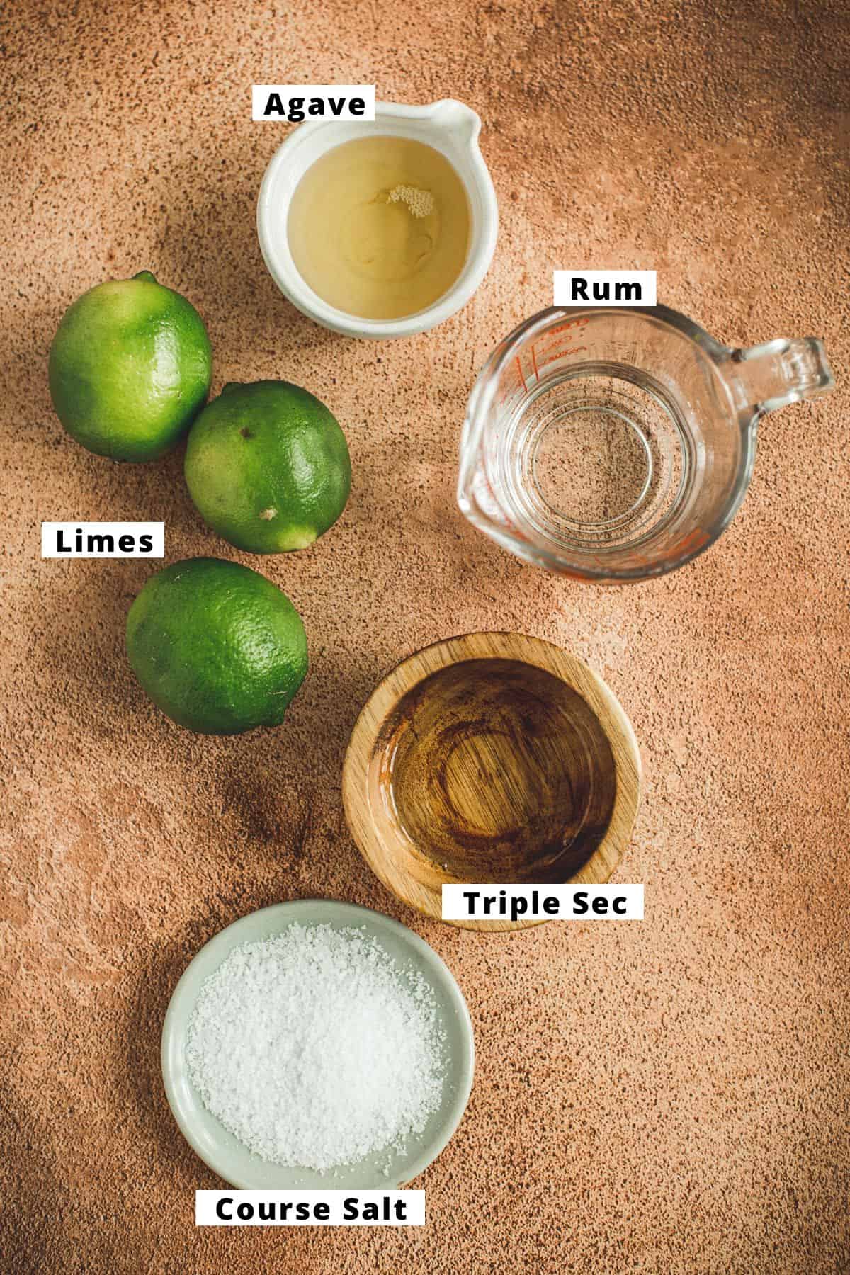 Rum margarita ingredients.