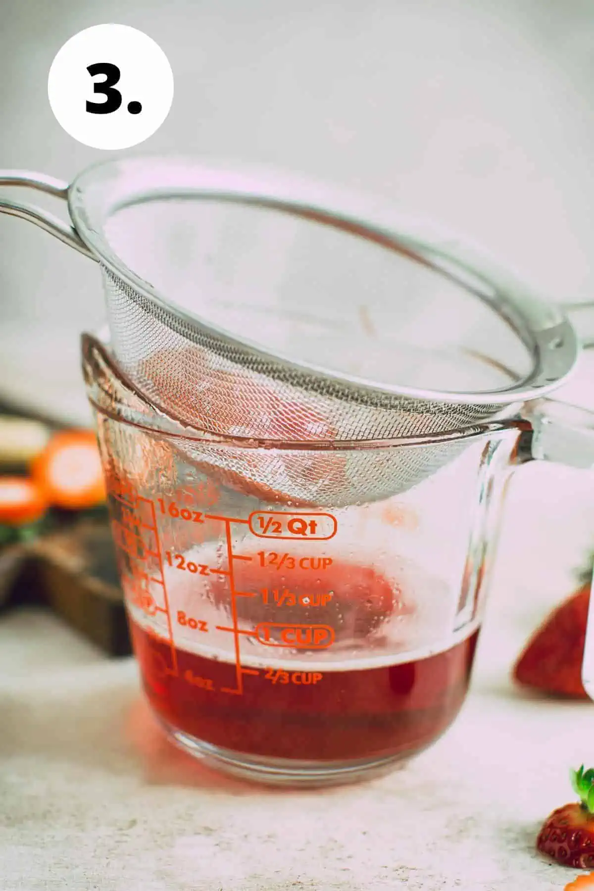 Strawberry simple syrup process step 3.