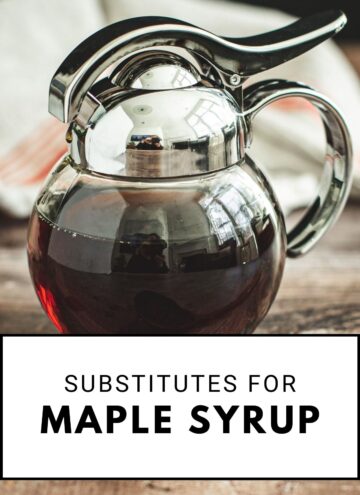 Maple syrup substitute in a syrup dispenser.