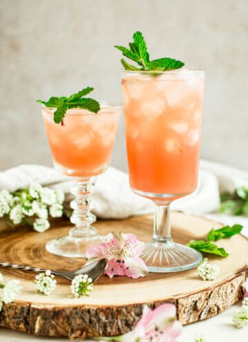 Azalea drinks topped with fresh mint.