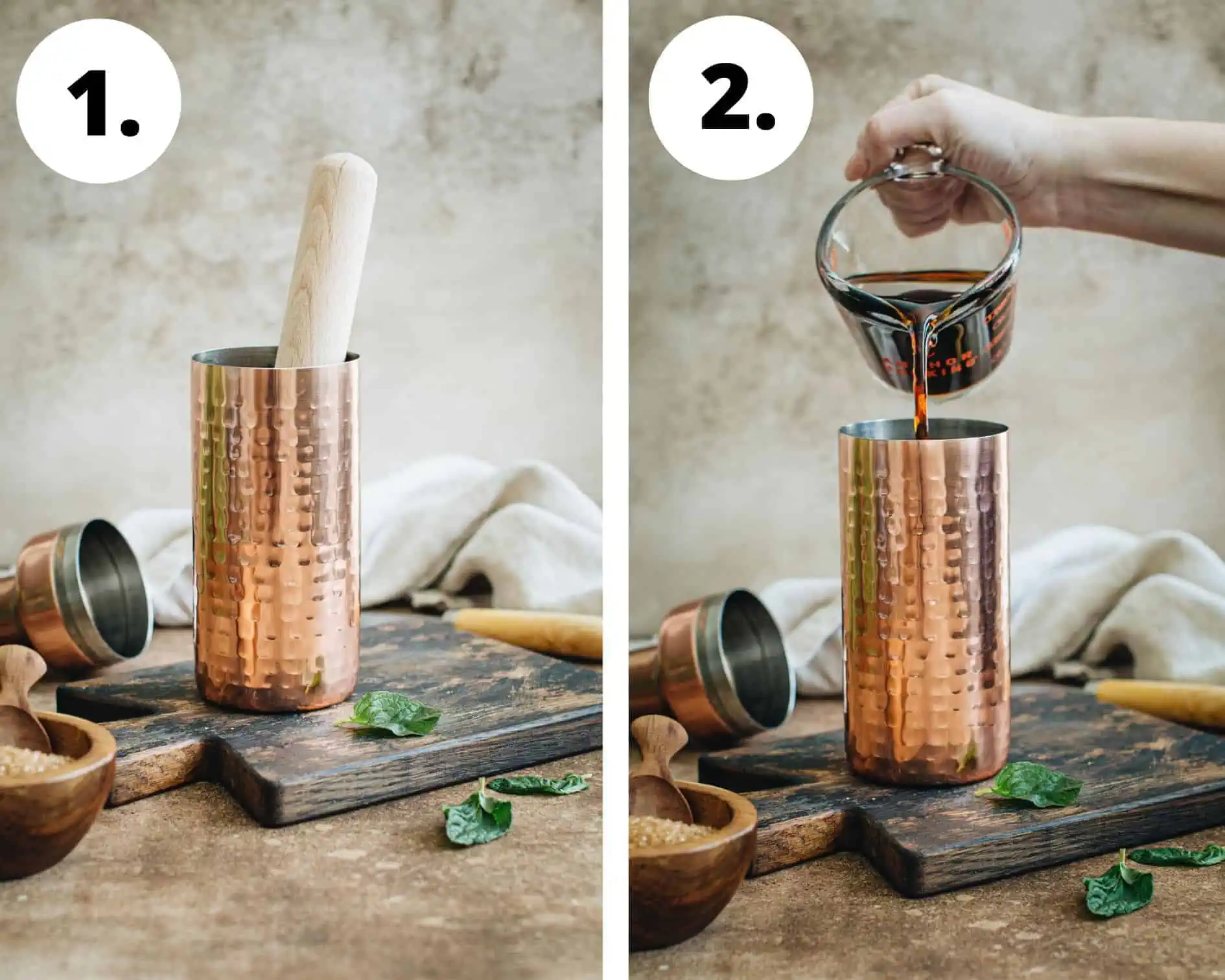 How to make a coffee mojito process steps 1 and 2.