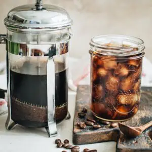 Cold brew coffee in a French press.