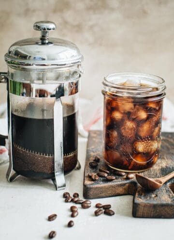 Cold brew coffee in a French press.