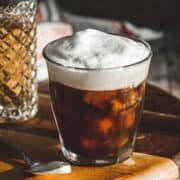 Cold foam over iced coffee.