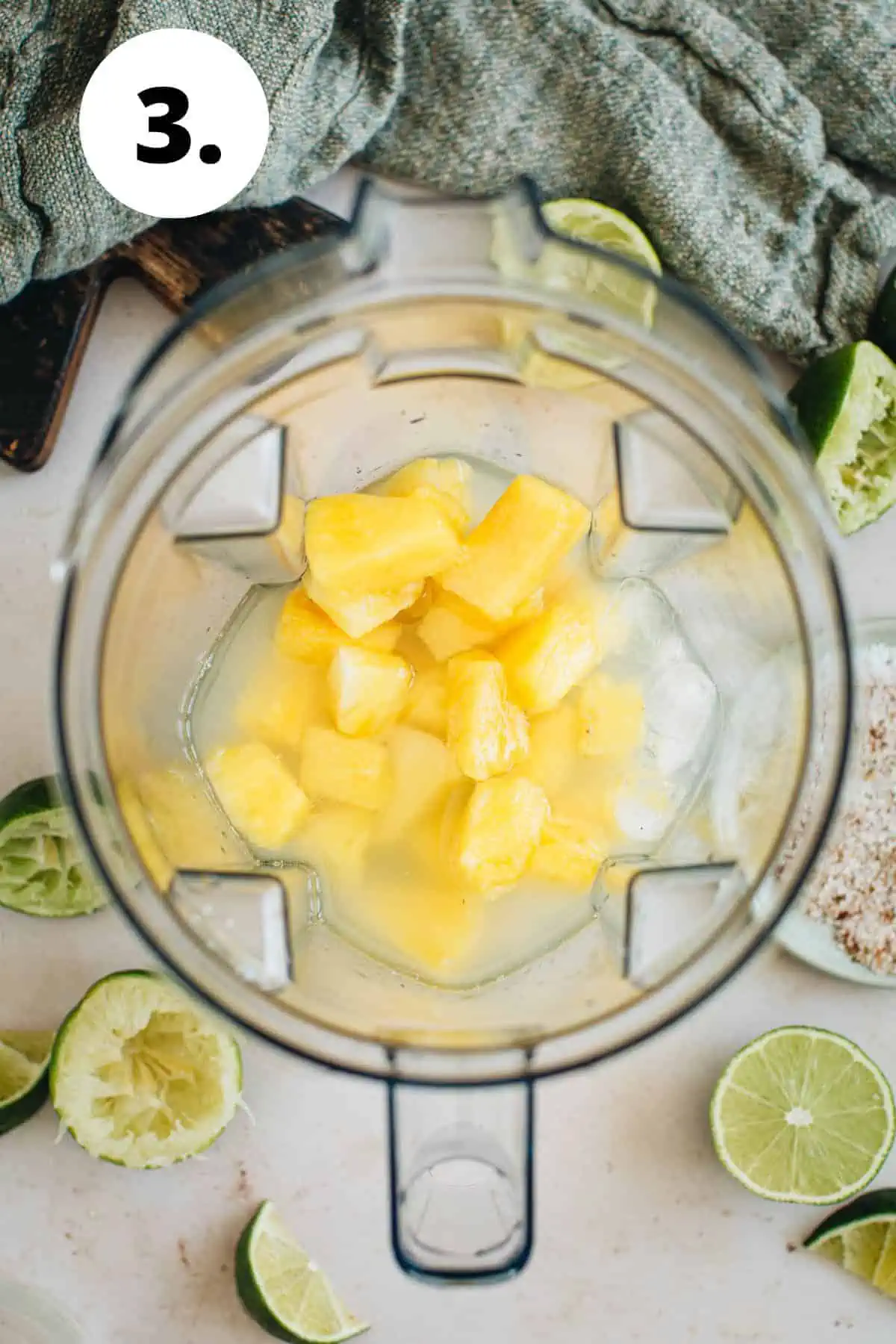 Frozen pineapple margarita process step 3.