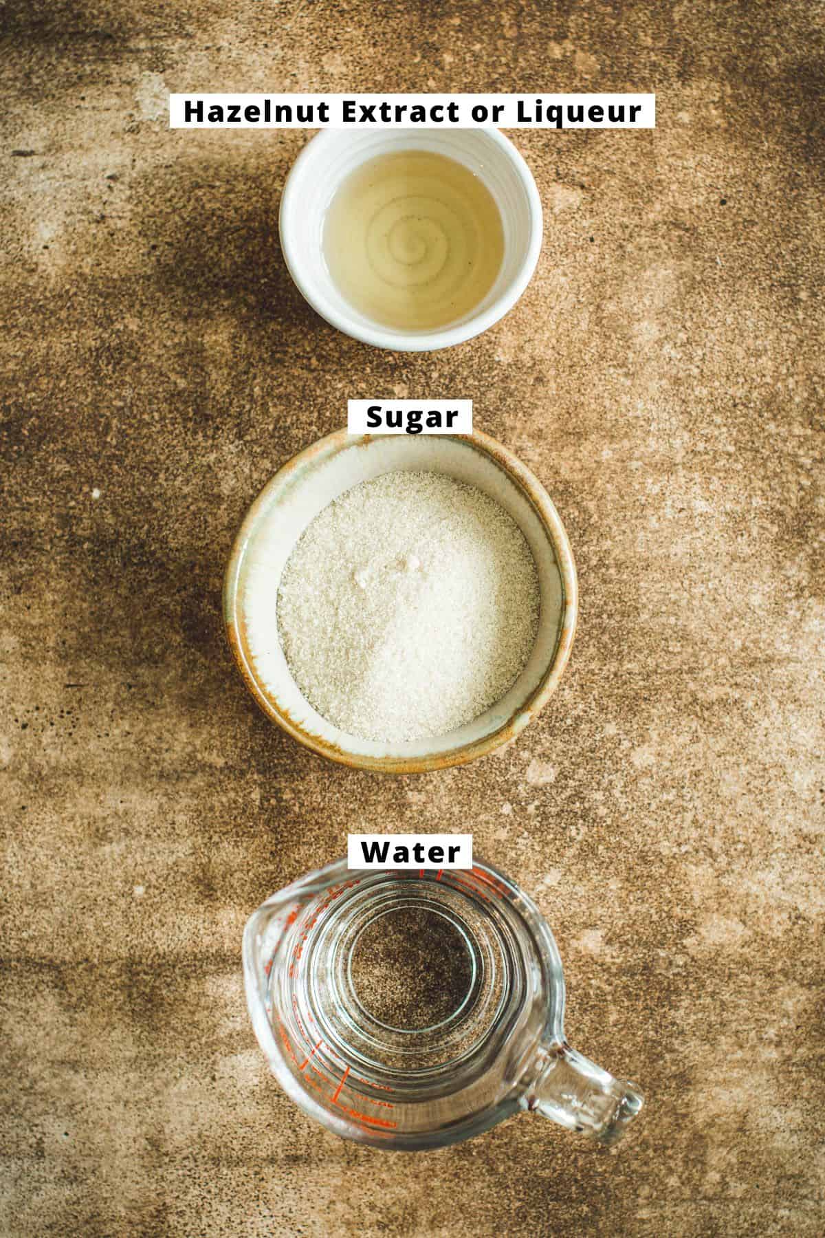 Hazelnut syrup ingredients.