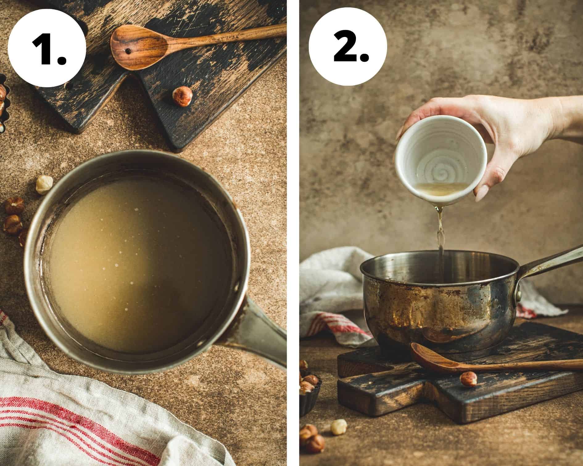 How to make hazelnut syrup step 1 and 2.