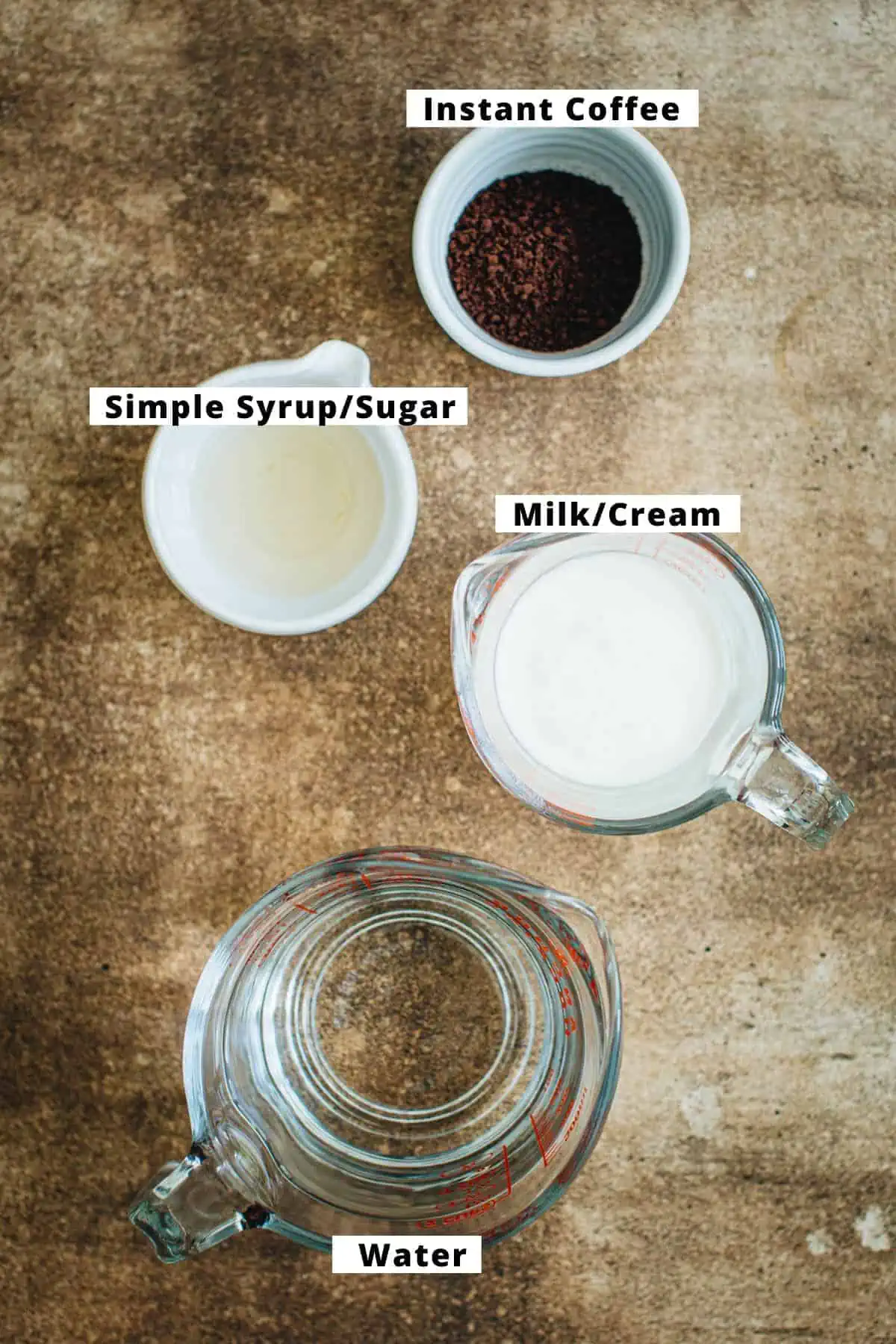 Instant iced coffee ingredients.