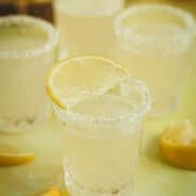 Lemon drop shot with a sugared rim.