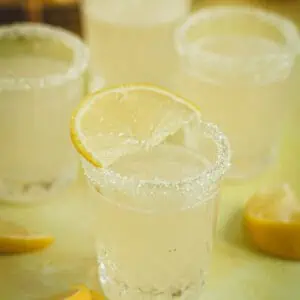 Lemon drop shot with a sugared rim.