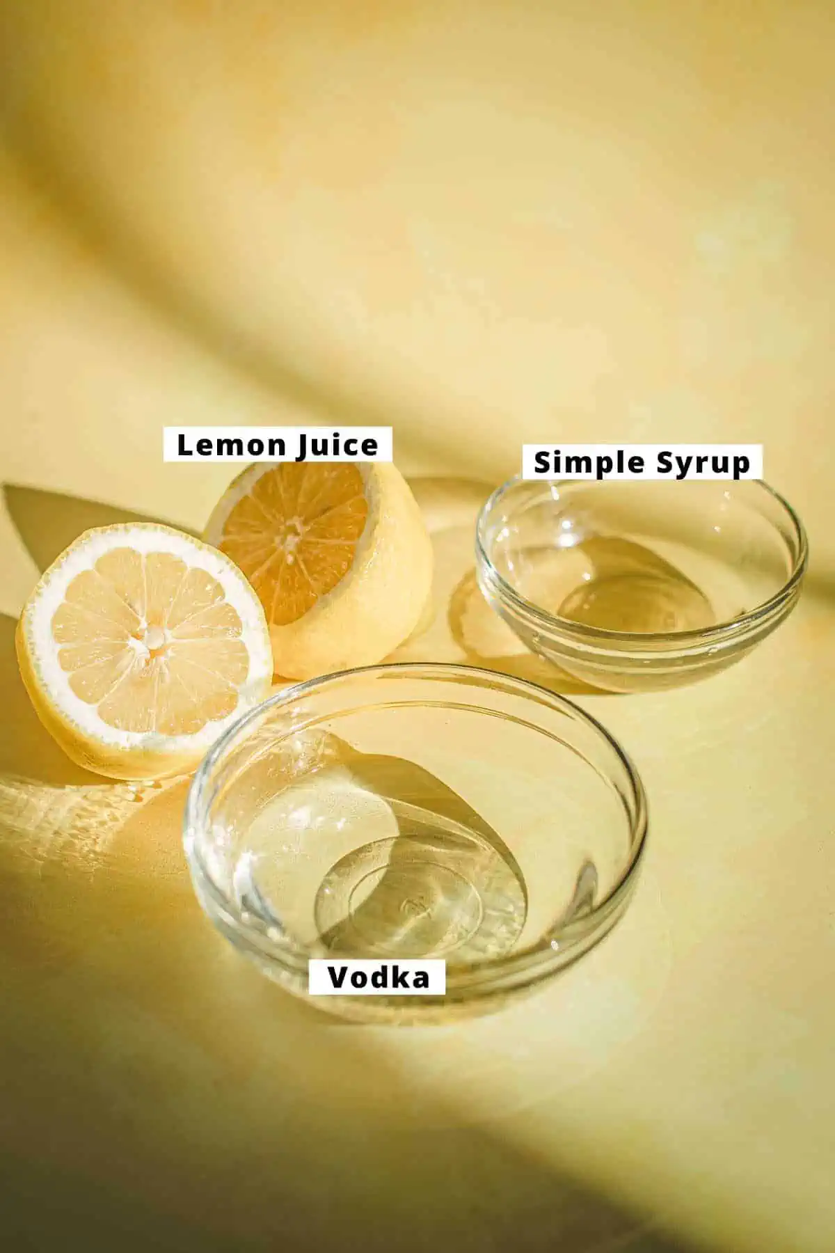 Lemon drop shot ingredients.