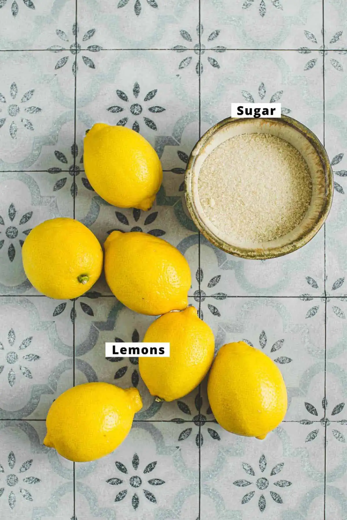 Lemon syrup ingredients.