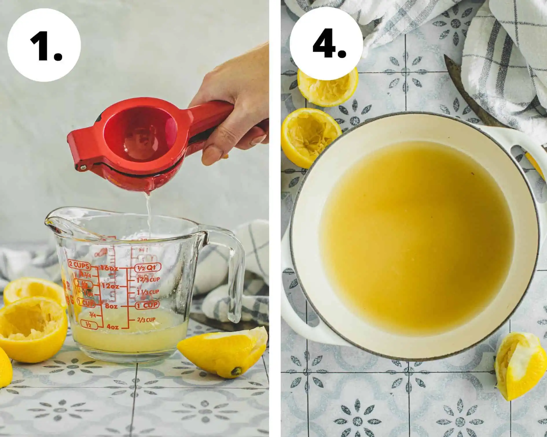 How to make lemon syrup process steps 1 and 2.