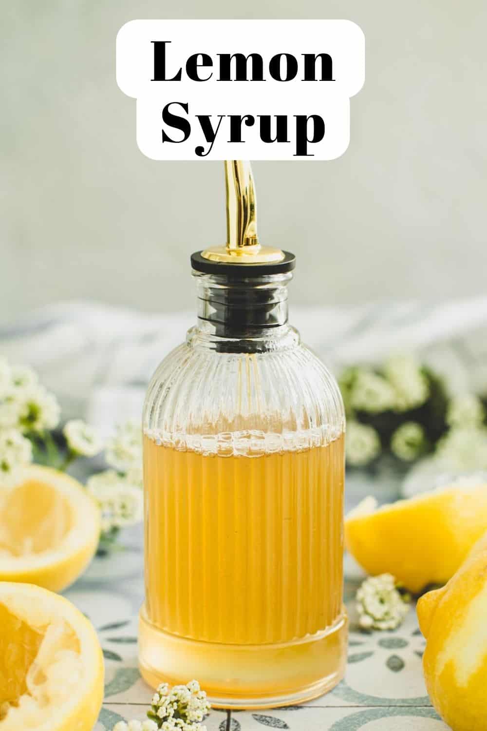 Lemon syrup in a bottle with a stopper.
