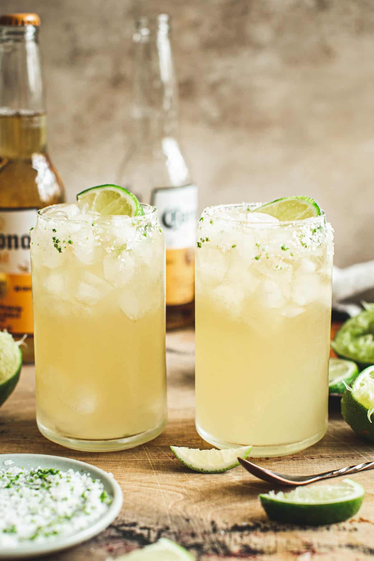 Margarita with beer and a salted rim.