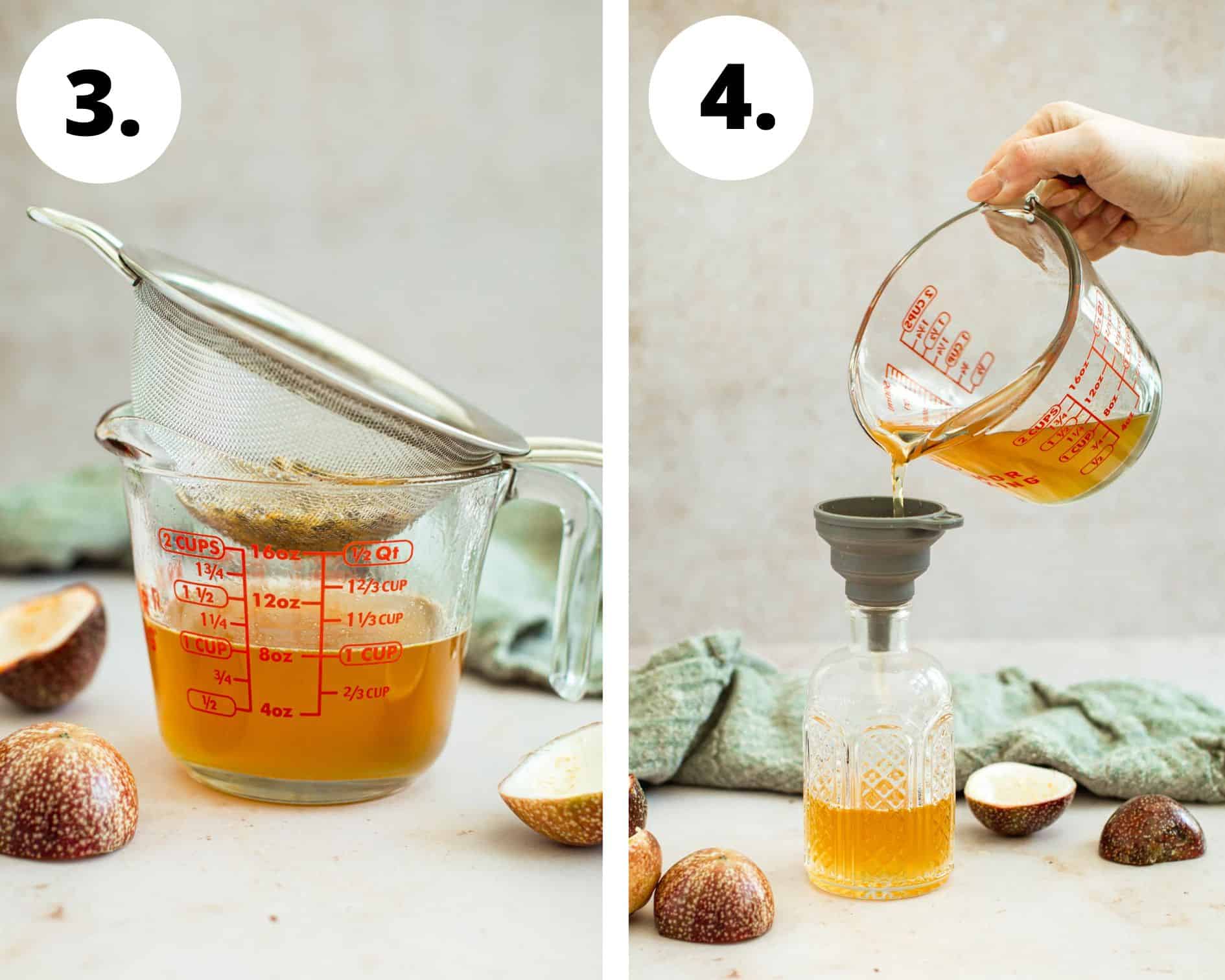 Passion fruit syrup process steps 3 and 4.
