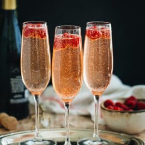 Raspberry champagne cocktails.
