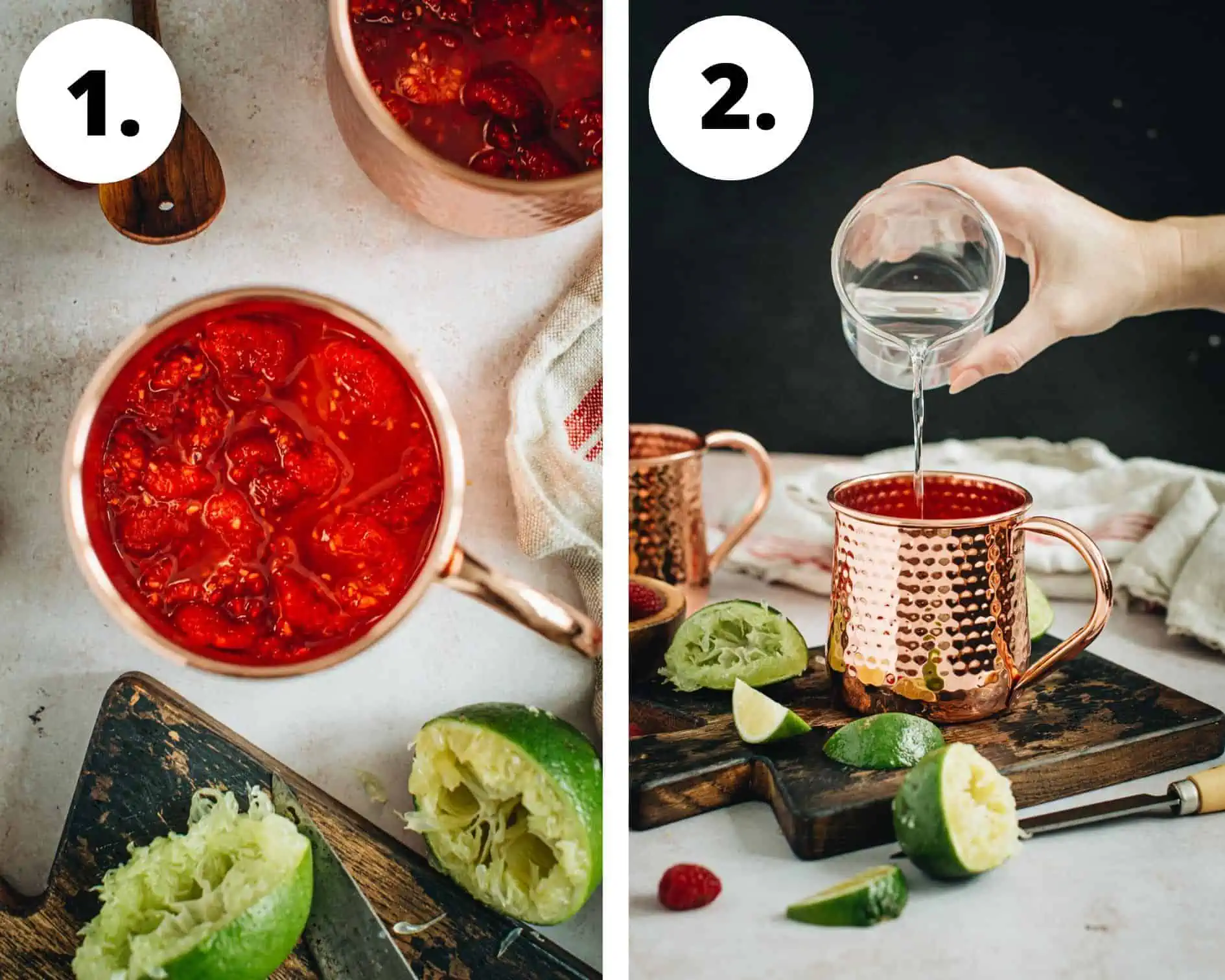 How to make a raspberry moscow mule step 1 and 2.