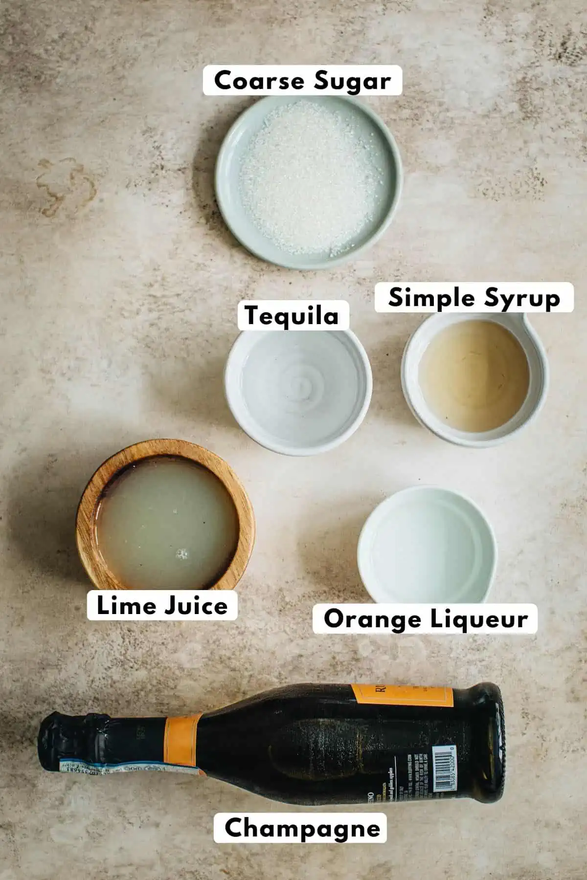 Champagne margarita ingredients.