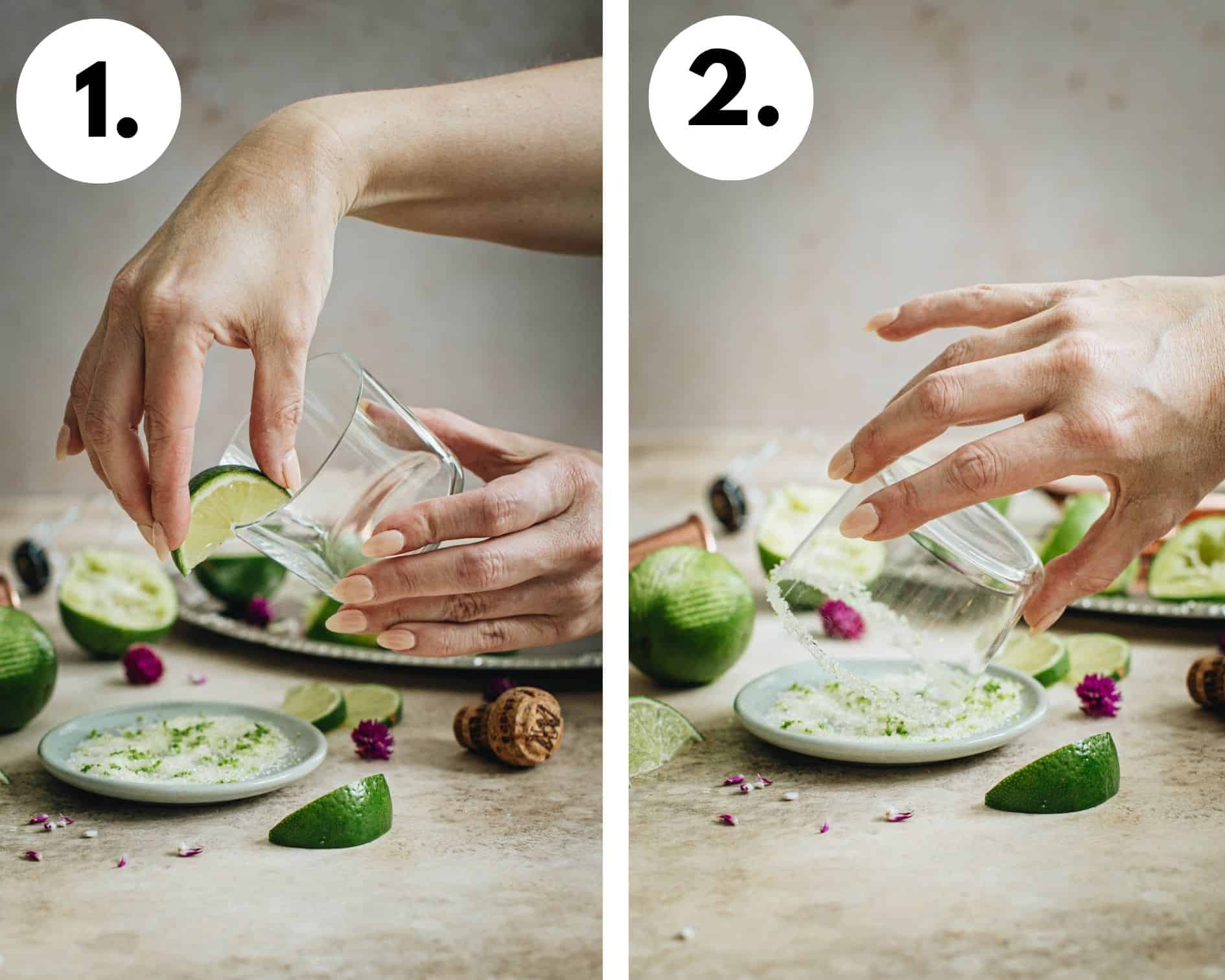 How to make a champagne margarita steps 1 and 2.