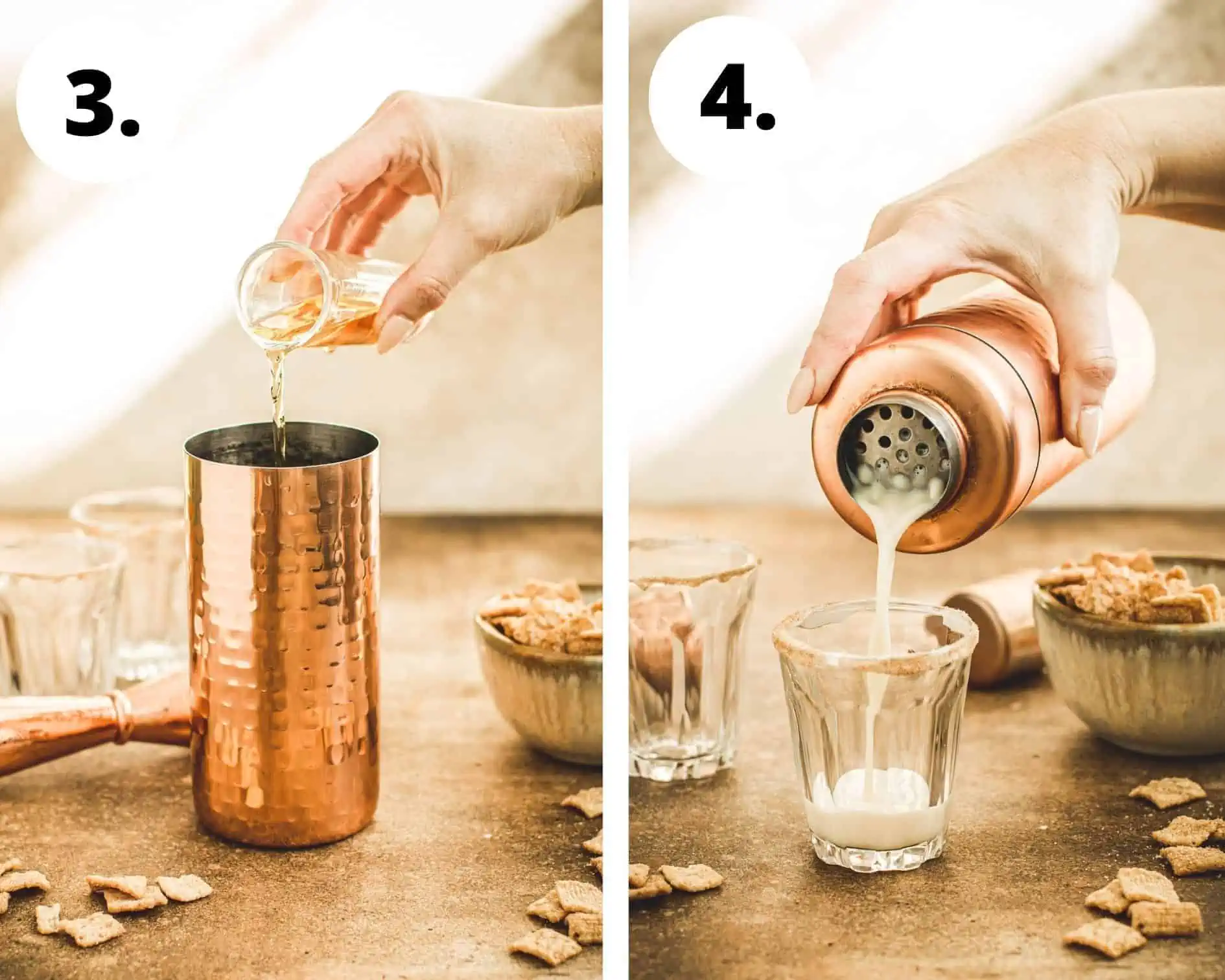 Cinnamon toast crunch shots process steps 3 and 4.