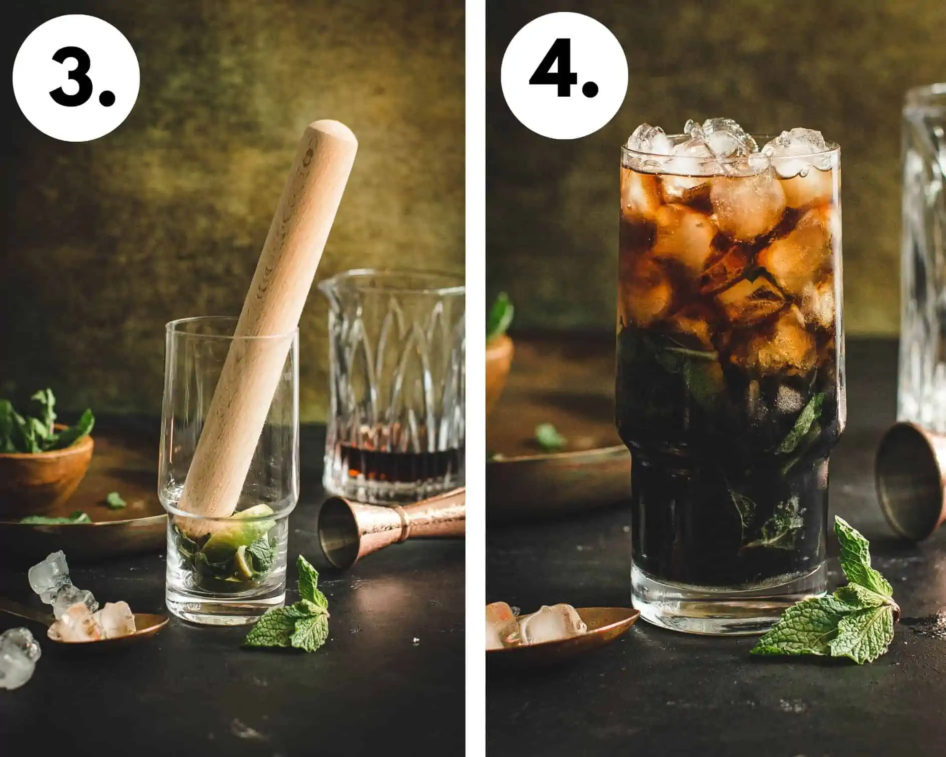 Black mojito process steps 3 and 4.