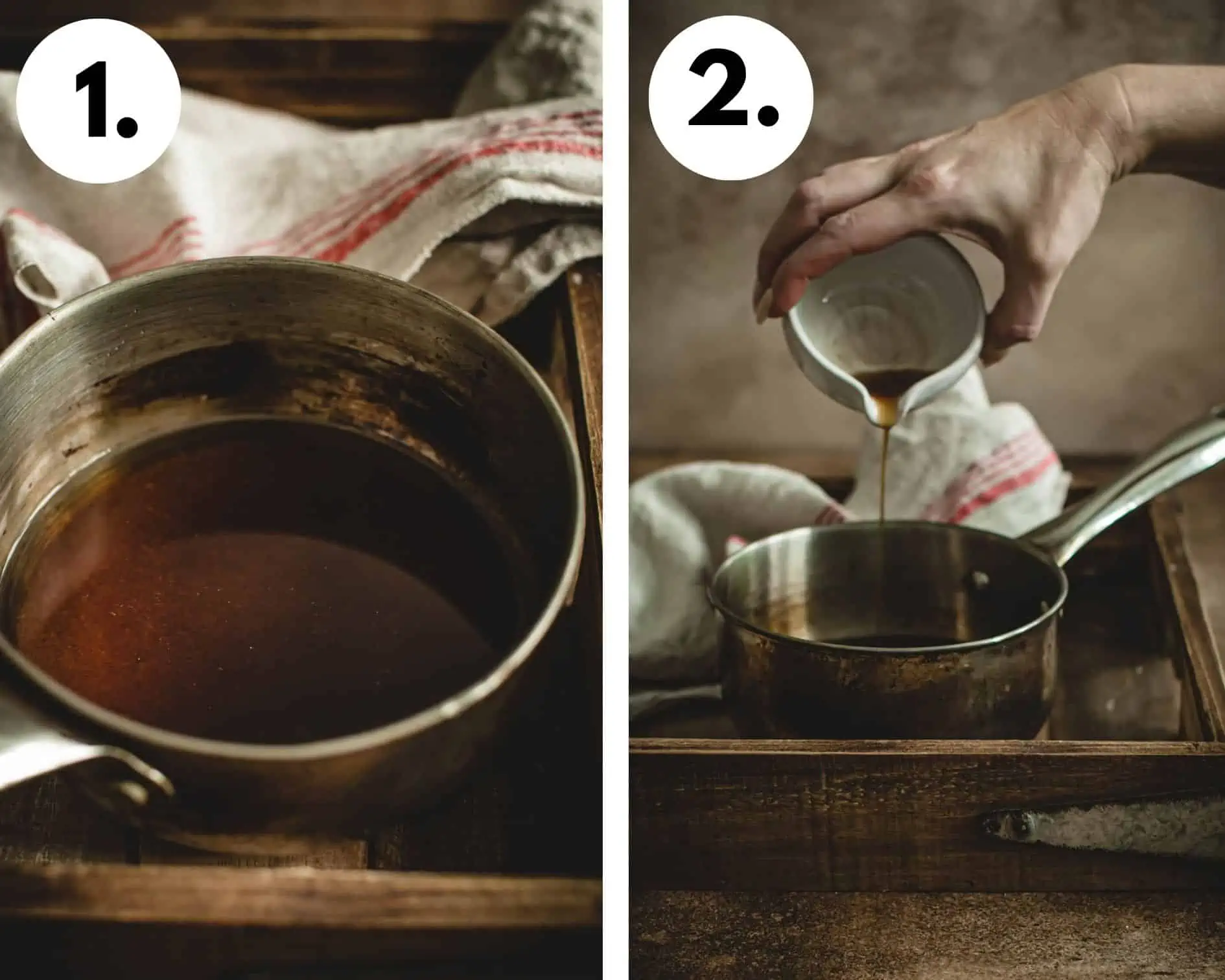 How to make vanilla simple syrup steps 1 and 2.