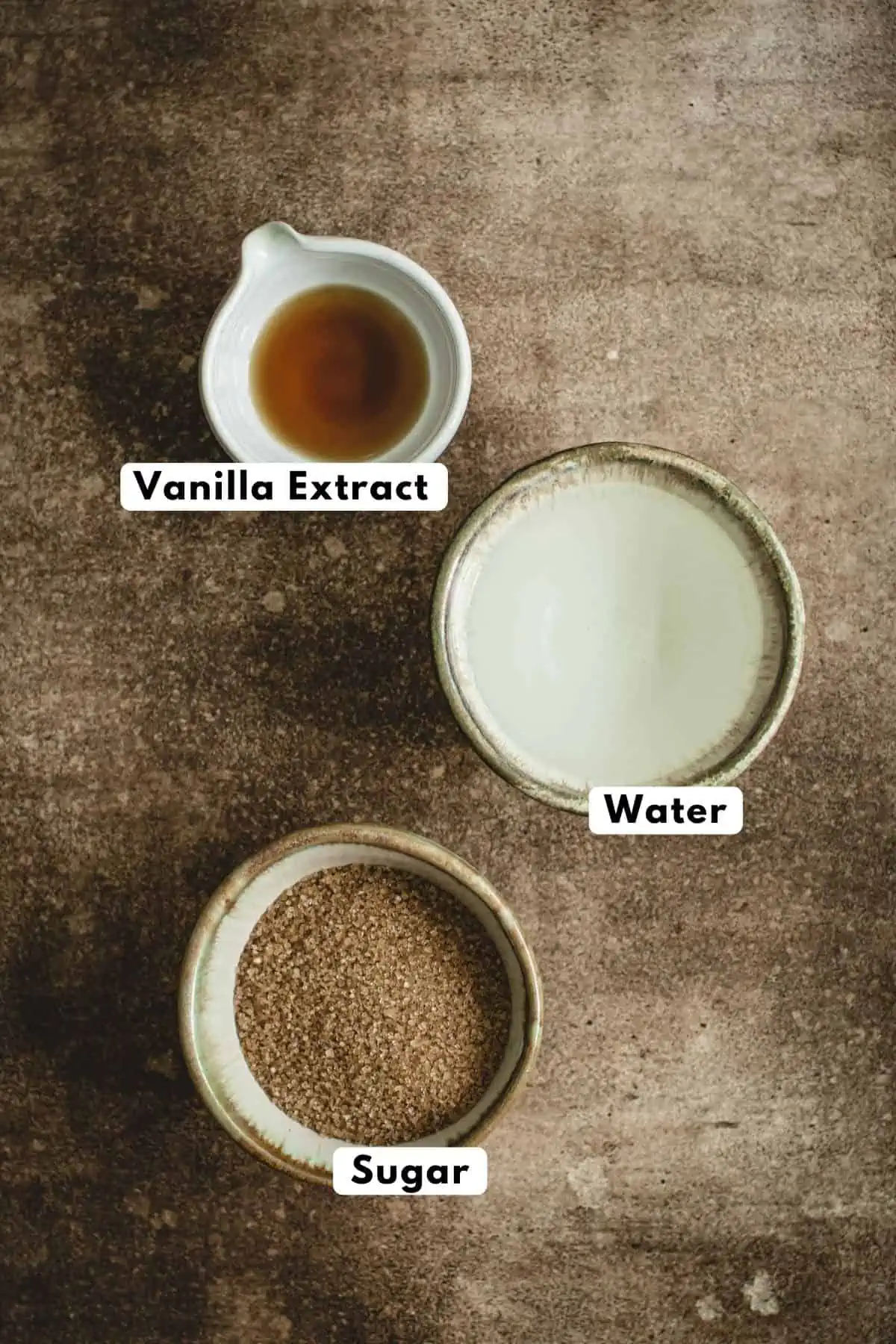 Vanilla syrup ingredients.