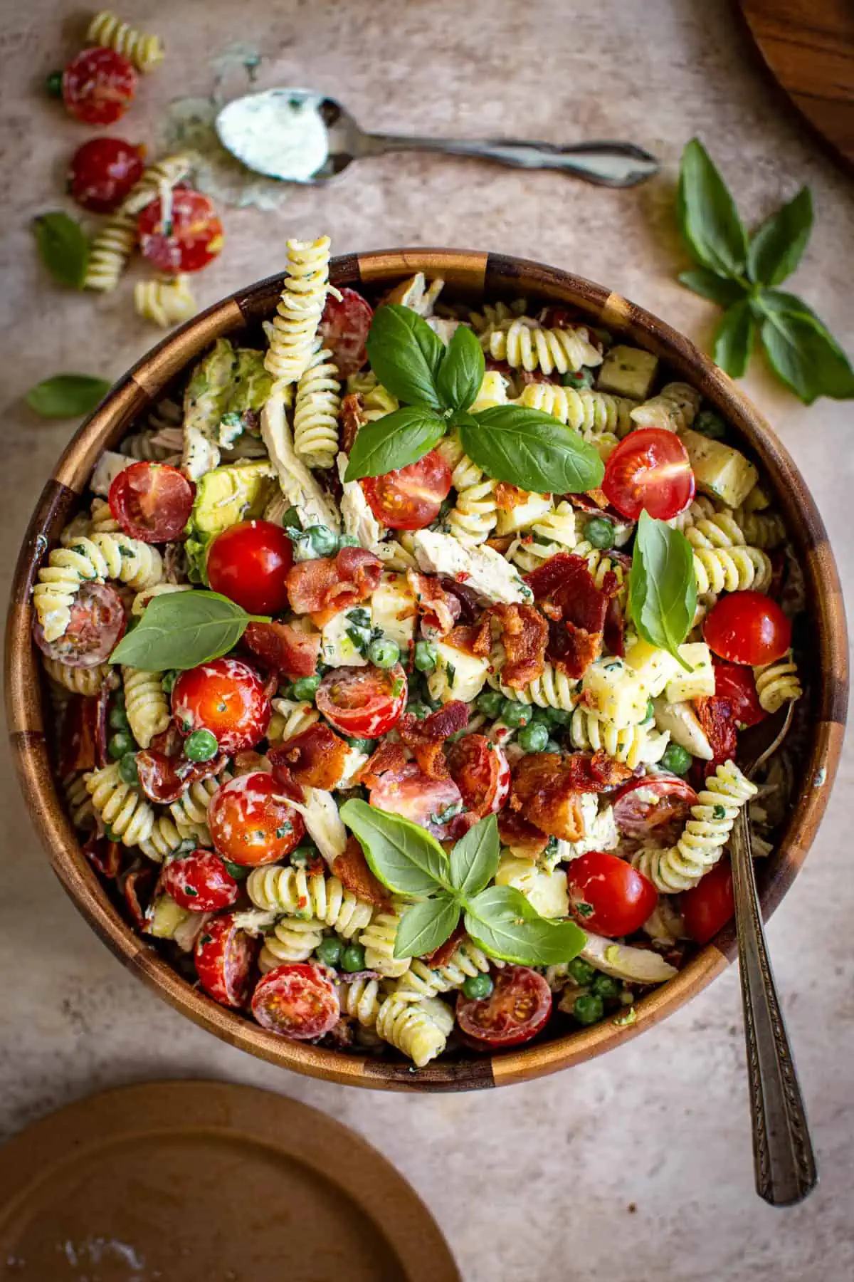 Chicken bacon ranch pasta salad.