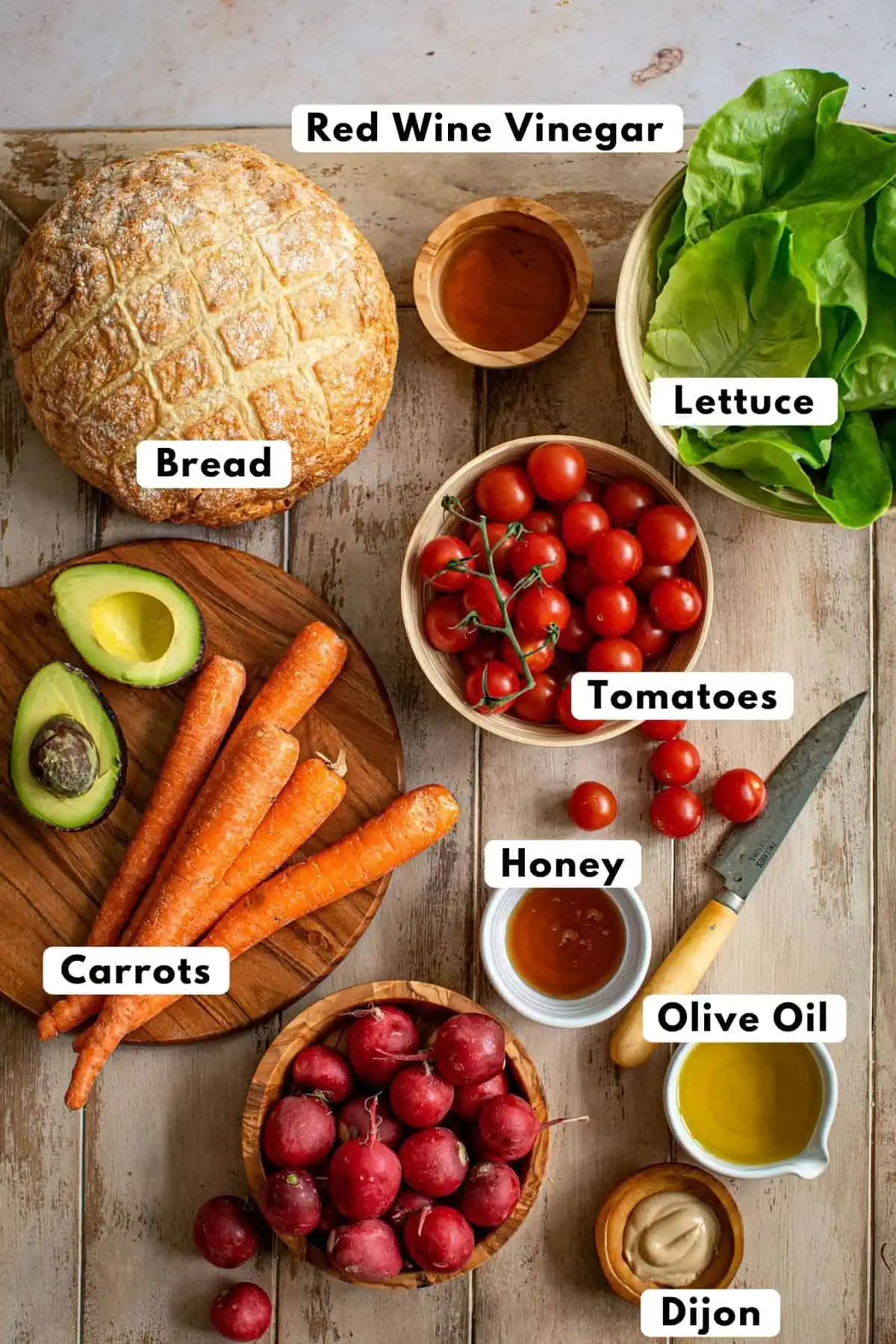 Garden salad ingredients.