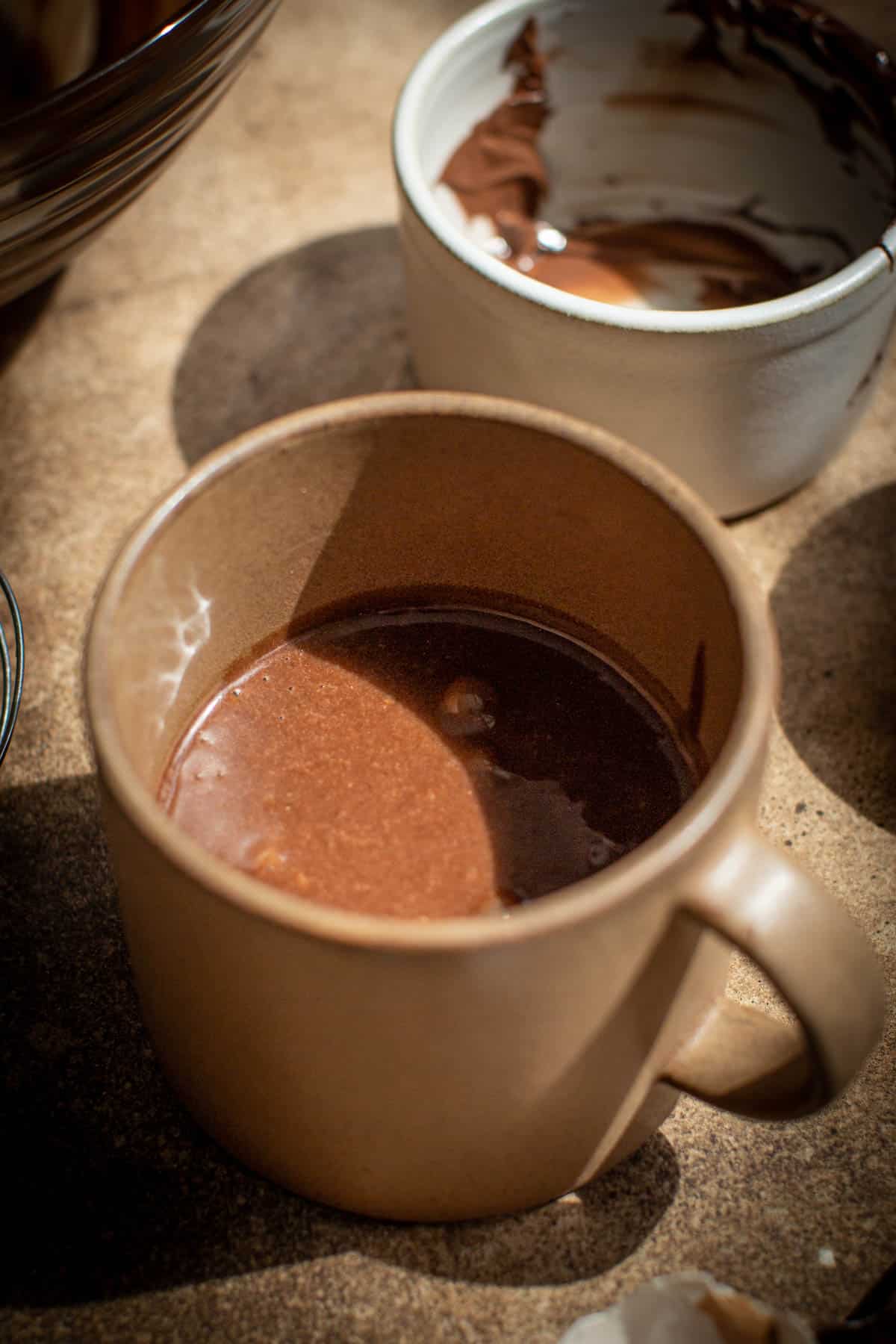 Microwave Nutella mug cake step 3.