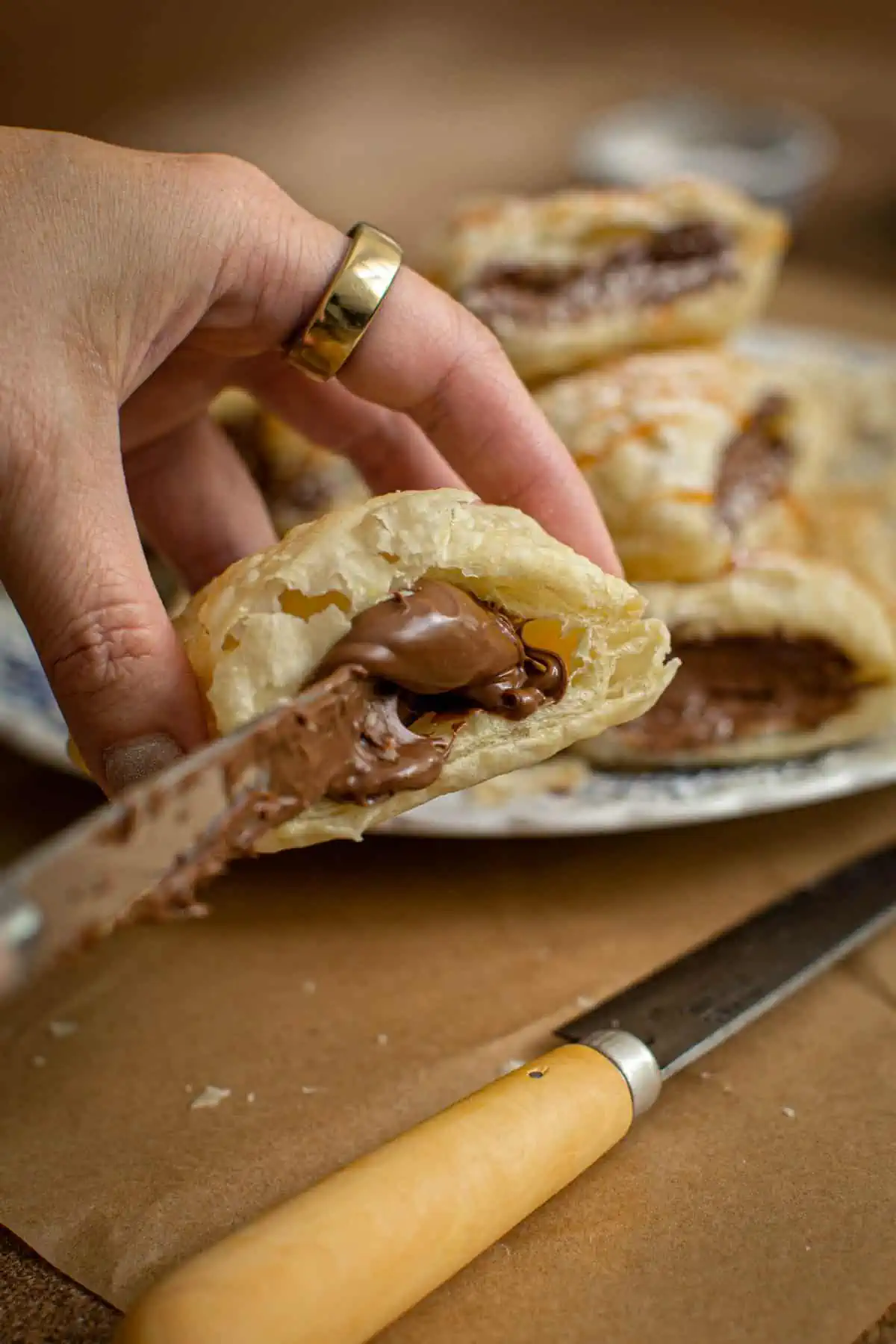 Nutella puff pastry process step 3.