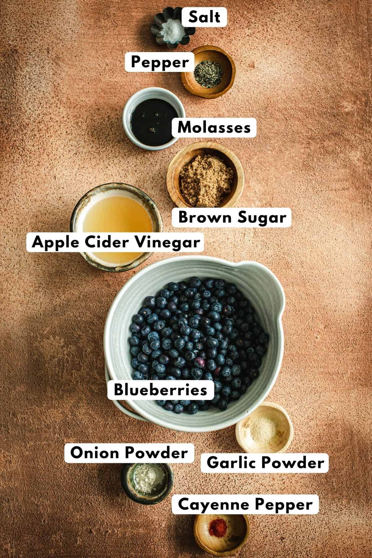 Blueberry bbq sauce ingredients.