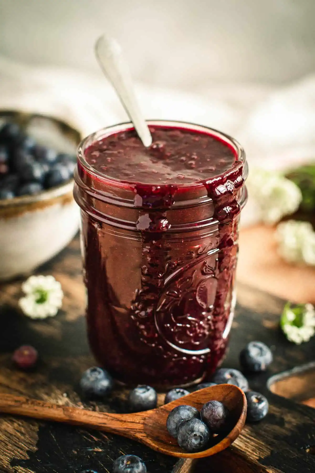 Blueberry bbq sauce in a jar.