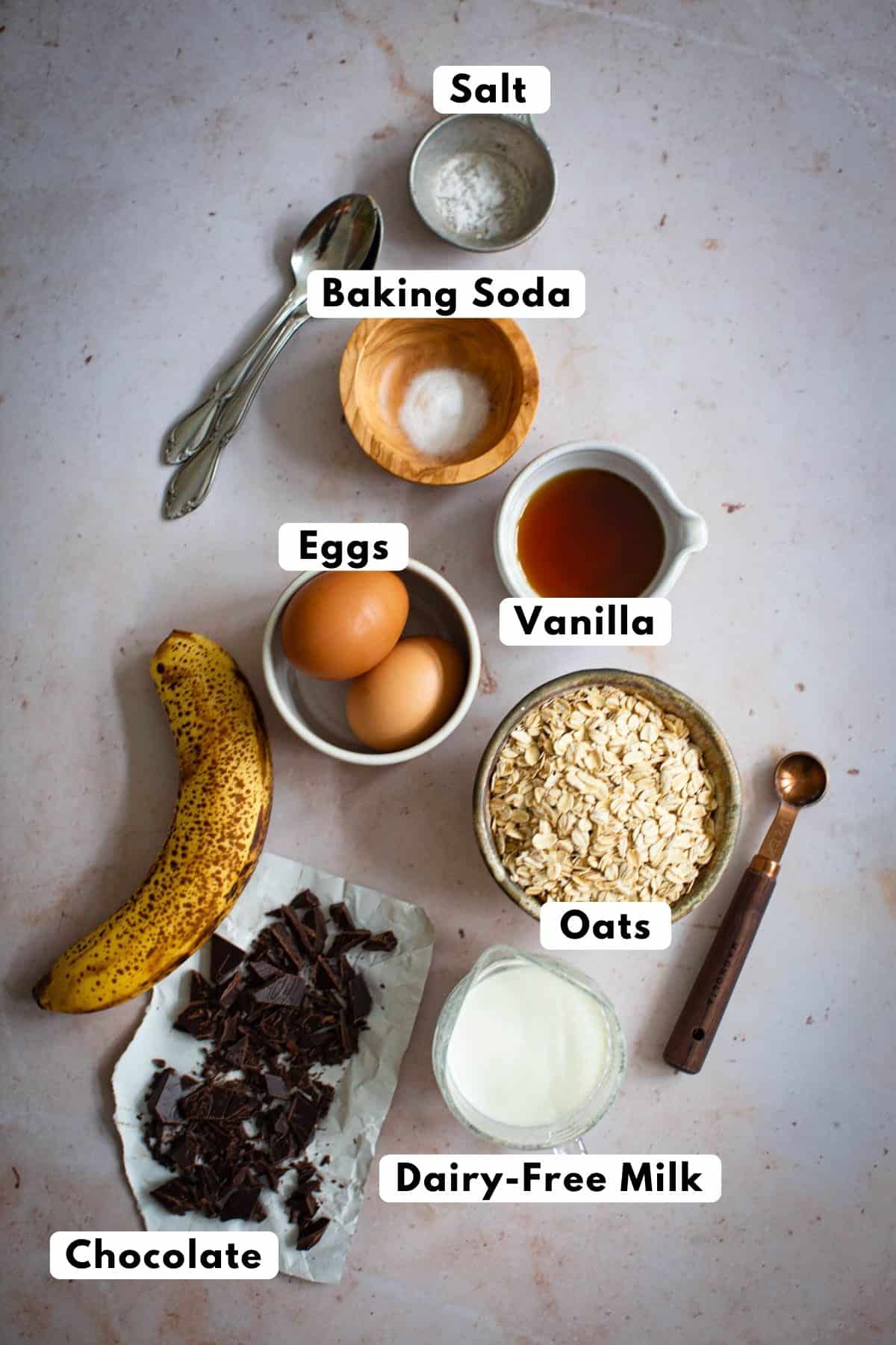 Cookie baked oatmeal ingredients.