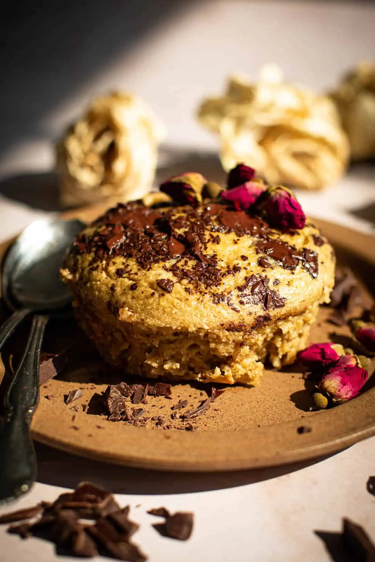 Cookie baked oatmeal on a plate.