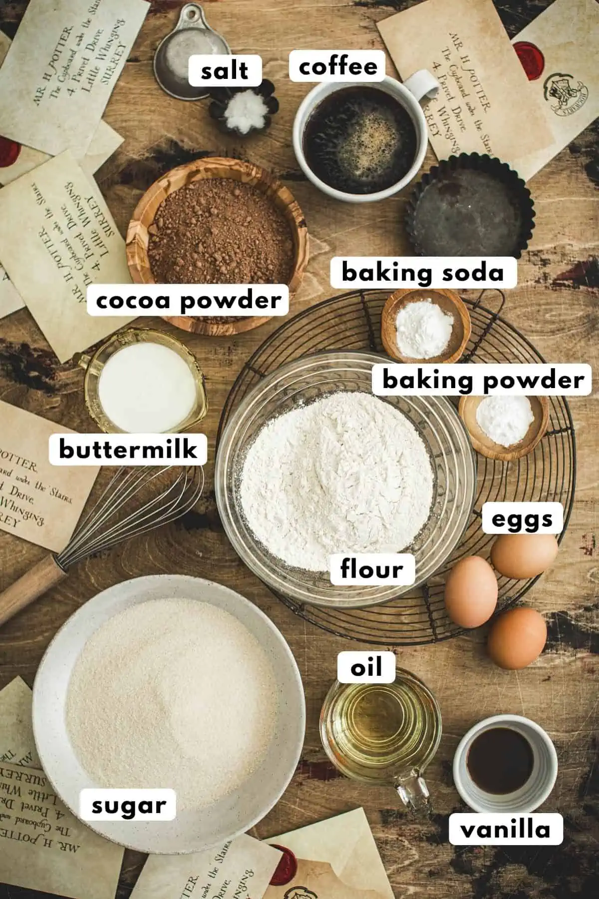 Harry Potter birthday cake ingredients.