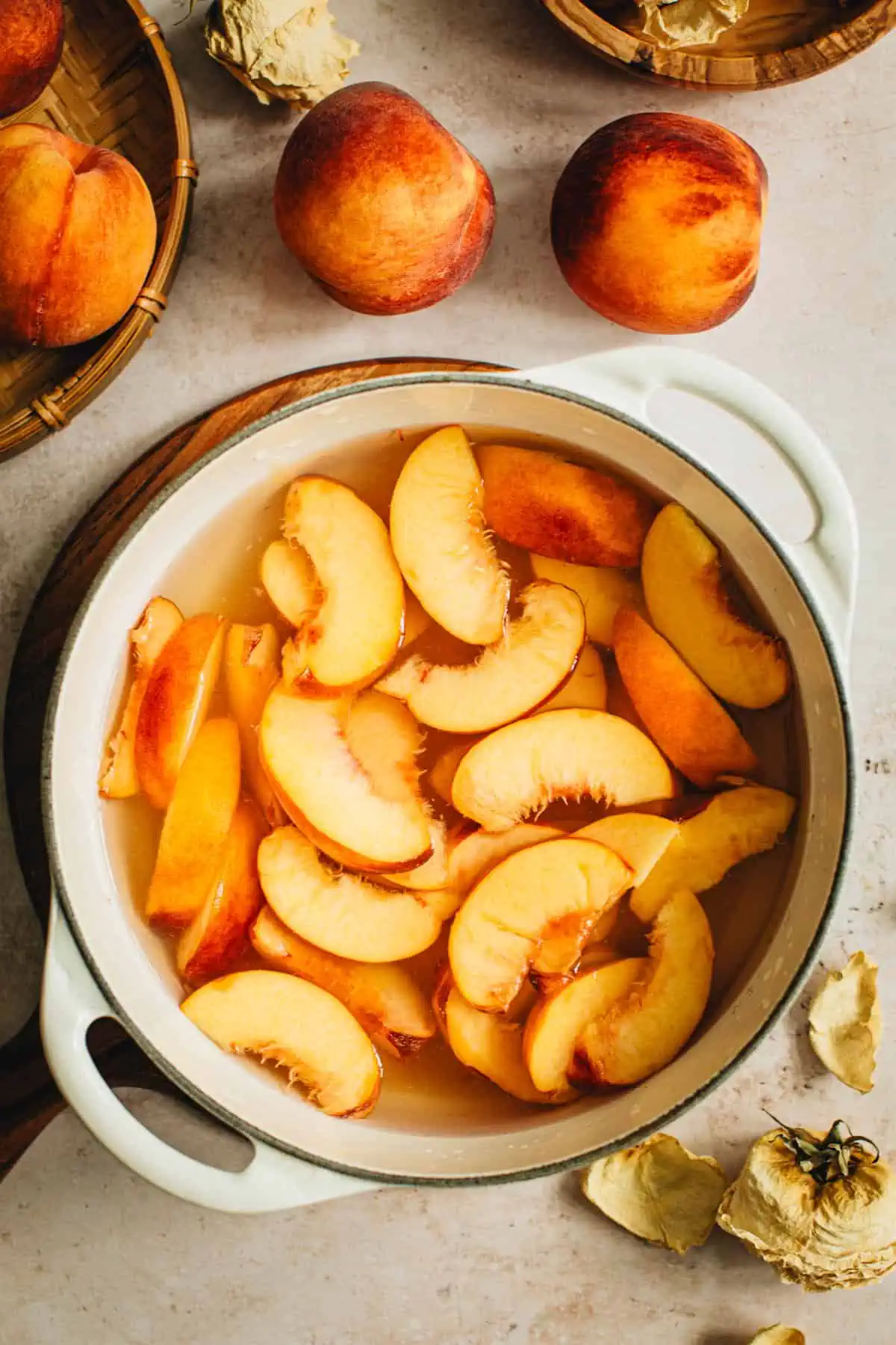 Peach syrup step one.