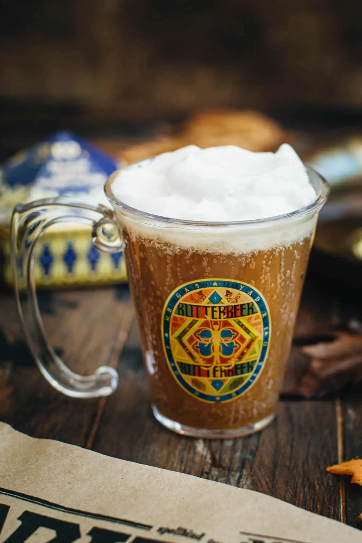 Authentic butterbeer recipe in a cup.