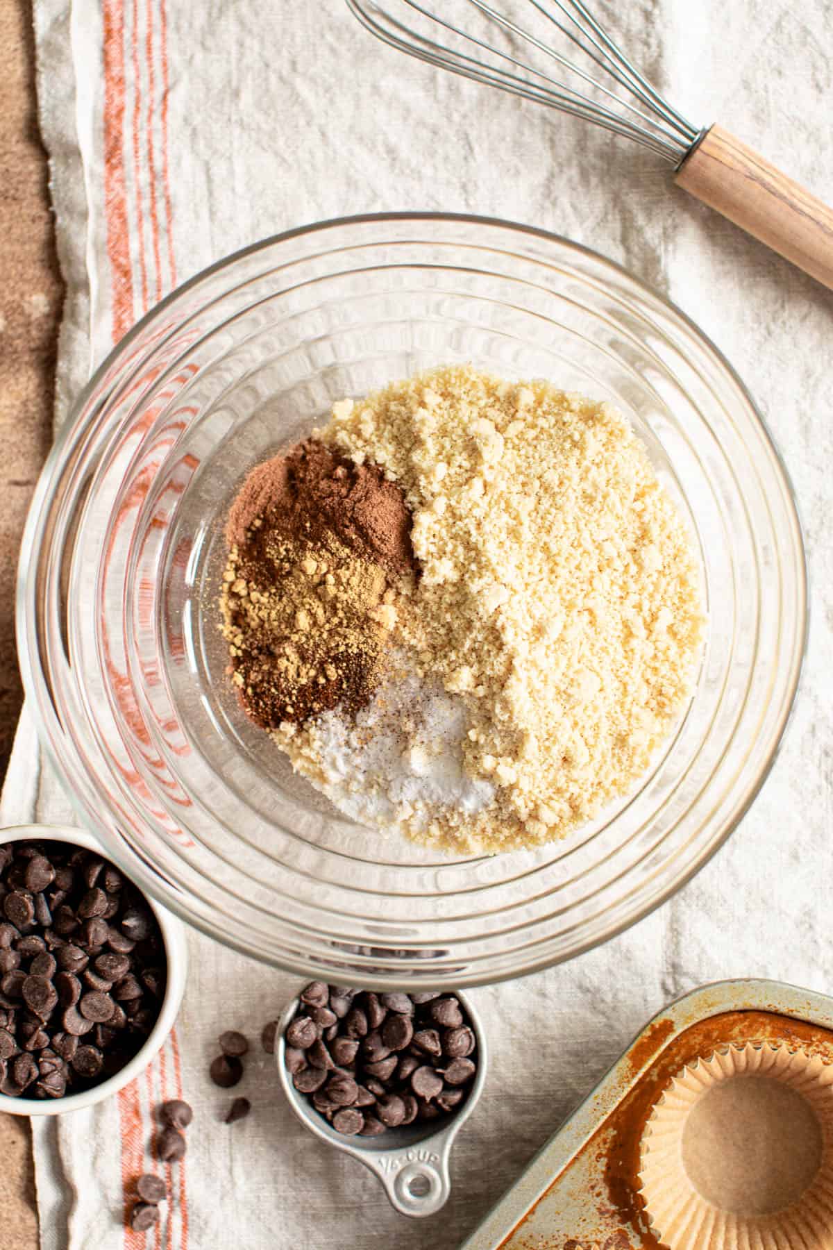 Almond flour pumpkin muffin process step 1.