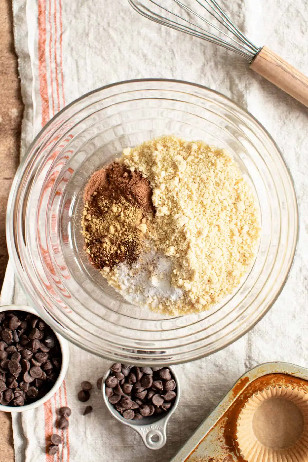 Almond flour pumpkin muffin process step 1.