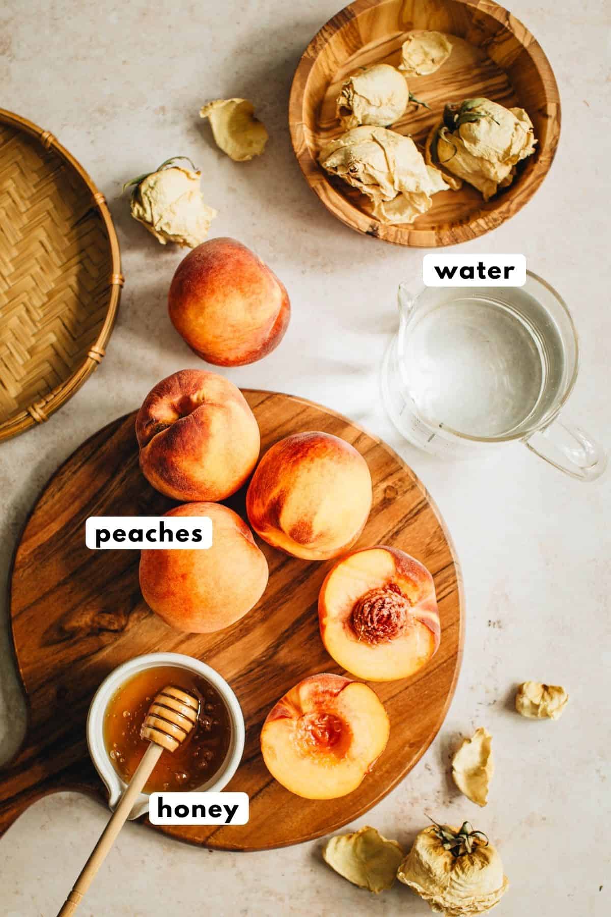 Peach syrup ingredients.