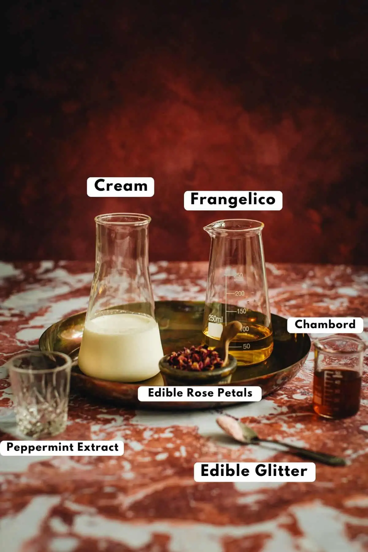 Amortentia cocktail ingredients.